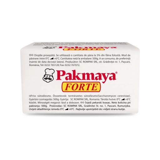 Pakmaya Forte, drojdie proapătă, produs profesional, pachet 500g, cutie 10kg